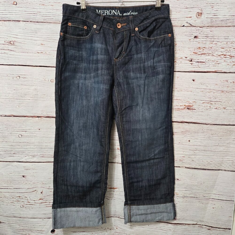 #215 Pre-Loved Merona Dark Denim Cuffed Crop
